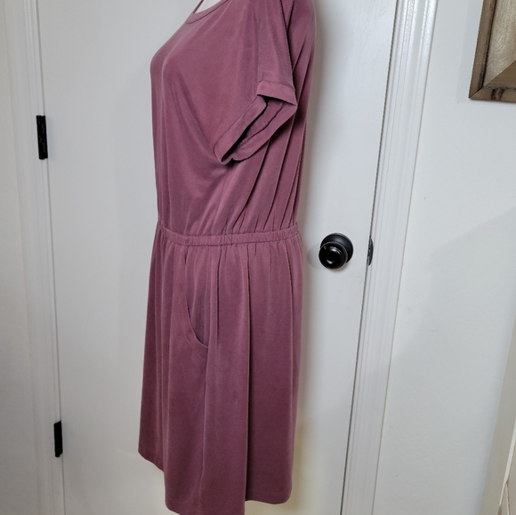 Cynthia Rowley Women's Purple Modest Mini Dress Stretch Waist Pockets Size M - Picture 4 of 9